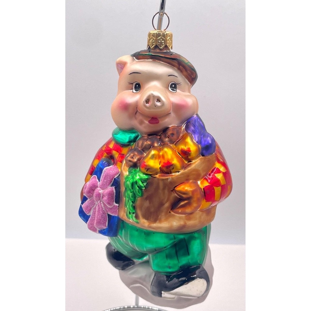 1999 Christopher Radko This Little Piggy Went‎ to Market 6" Ornament 99-156-0